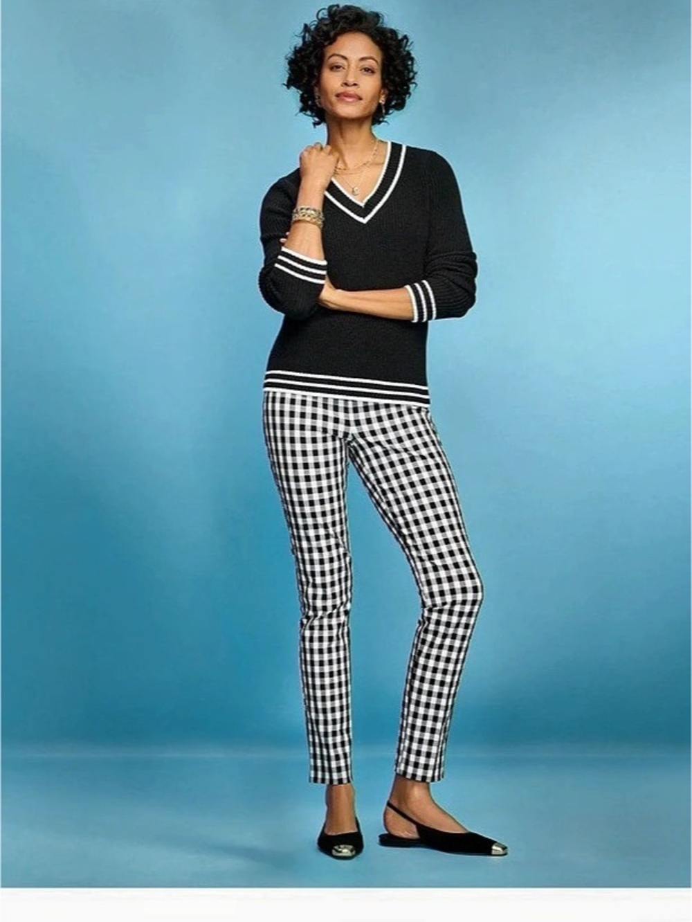 NWT Talbots Chatham Cotton Bi-Stretch Slim Ankle Pants - Gingham